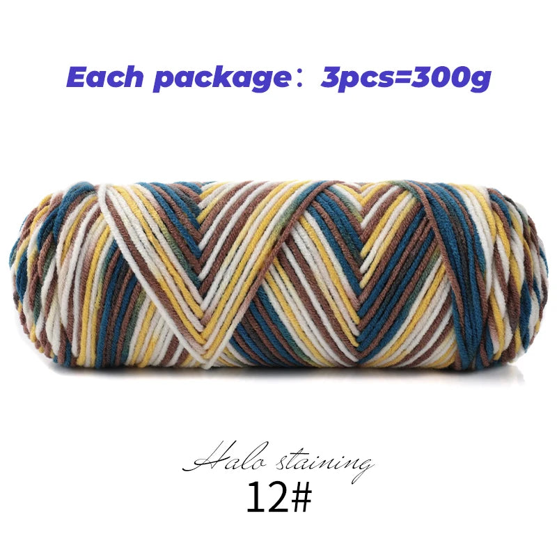 Pull auto-tissé en coton au lait teint à 5 brins, écharpe, couverture moyenne épaisse, fil au Crochet tissé fait à la main, 300g