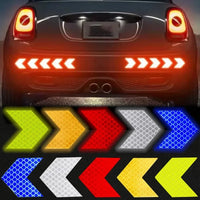 Autocollant réfléchissant en forme de flèche pour voiture, 10 pièces/ensemble, bande d'avertissement de sécurité pour pare-chocs de voiture, réflecteur de coffre, bande de danger, style de voiture