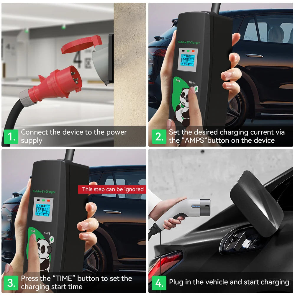 Khons 11kw chargeur de voiture électrique 3 phases 16A chargeur Portable Type2 EVSE boîte de charge prise Cee IEC62196 chargeur de voiture électrique