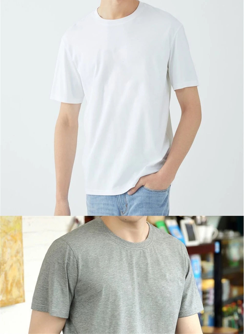 2 pièces 100% coton solide t-shirts hommes et femmes à manches courtes blanc t-shirts décontracté respirant ample col rond T-shirt Couple hauts