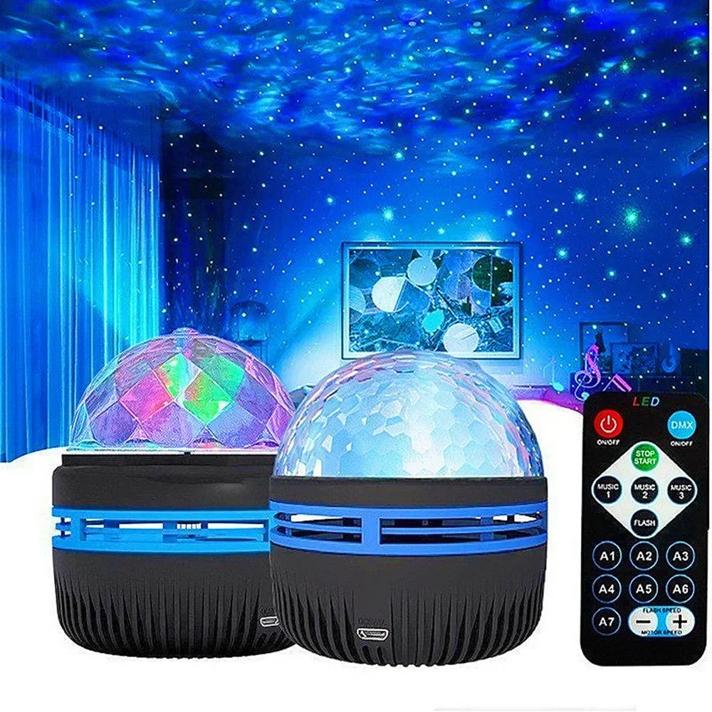 جهاز عرض مجرة السماء المرصعة بالنجوم، أضواء مسرح USB مع جهاز تحكم عن بعد، يُنشط بالصوت، تغيير الألوان لتزيين الغرفة، الحفلات، هدايا العيد