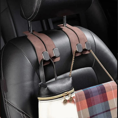 Crochet en cuir pour rangement intérieur de véhicule, 2 pièces, support de téléphone intérieur de voiture, appui-tête de véhicule, cintre de sac pour un rangement pratique de voyage
