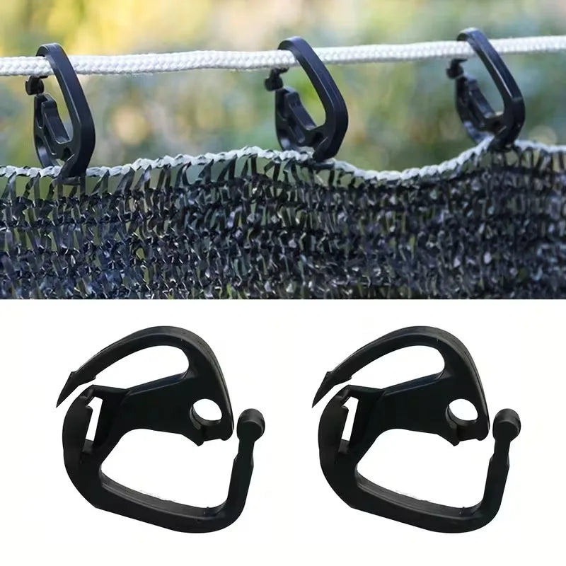 Clips de fixation en plastique pour toile d'ombrage, crochets de suspension, pinces à boucle pour filet pare-soleil, filet anti-oiseaux, serre de jardin
