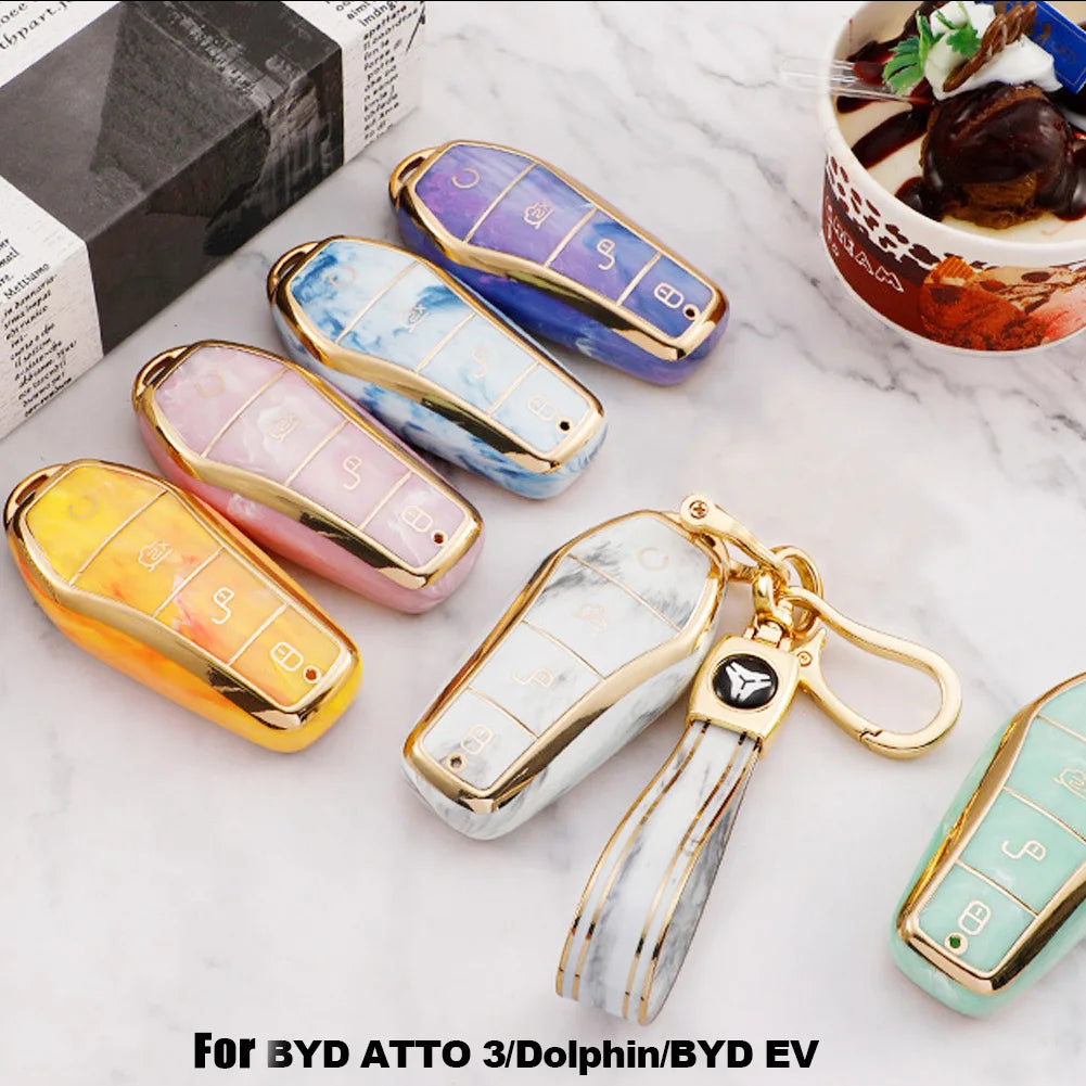 Étui souple pour clé de voiture en TPU, télécommande à 4 boutons, housse de protection, accessoires durables pour BYD Qin Plusdmi Atto 3 Han EV DolDave