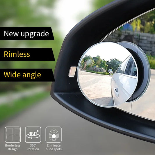 Petit Miroir Rond HD Sans Cadre, Résistant aux Angles Morts, Vue Arrière de Voiture