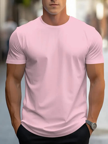 T-shirt à Manches Courtes et Col Rond pour Homme, Vêtement Simple, de Couleur Unie, de Haute Qualité, Confortable, Respirant, Décontracté et Polyvalent, pour Été