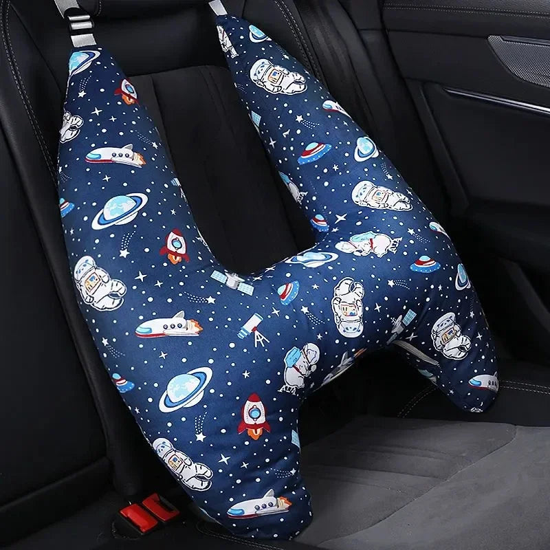 مسند رأس لطيف بتصميم حيوان للأطفال، وسادة سفر على شكل حرف U لمقعد السيارة، وسادة رقبة أمان للأطفال