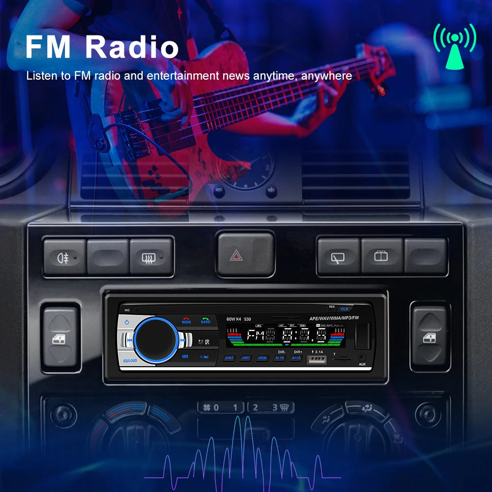 Camecho-Autoradio stéréo 1Din, Bluetooth, lecteur MP3, audio FM numérique, musique, USB, SD, entrée AUX, tableau de bord, limitation universelle