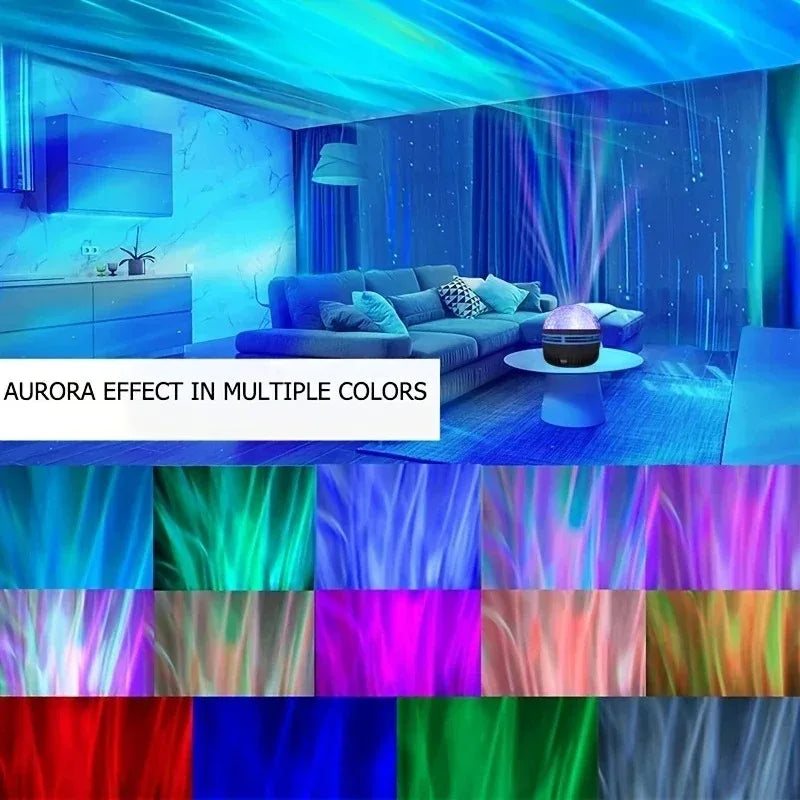 Projecteur LED Ciel Étoilé RGB Galaxie Lampe d'Ambiance Projection Noël Halloween Télécommande 7 Couleurs Rotation Automatique Maison