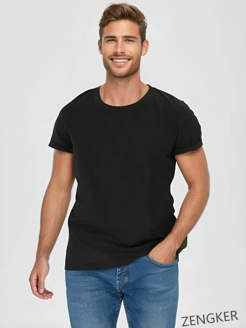 T-shirt d'été à manches courtes pour hommes, col rond, demi-manches, grande taille, en coton, couleur unie, hauts surdimensionnés 12XL, 10XL 9XL