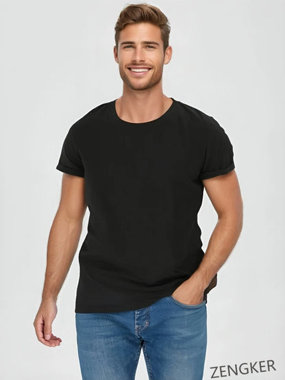 T-shirt d'été à manches courtes pour hommes, col rond, demi-manches, grande taille, en coton, couleur unie, hauts surdimensionnés 12XL, 10XL 9XL