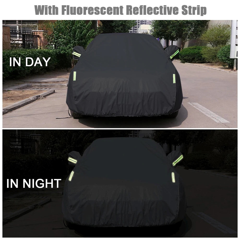 S-XXL couverture de voiture berline couvertures complètes avec bande réfléchissante Protection solaire anti-poussière et étanche UV résistant aux rayures universel