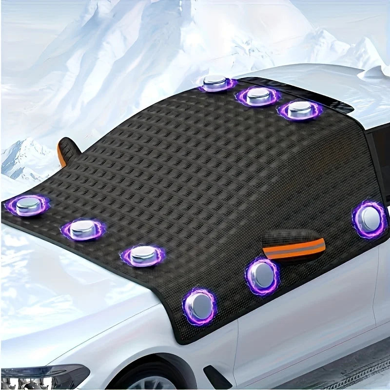 Couverture de pare-brise de voiture hiver épaissi résistant à la neige résistant au soleil pare-soleil avant universel intérieur extérieur adapté à la plupart des modèles de voiture Ea