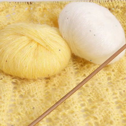 Fil de mohair de dentelle avec paillettes, fil de boucle de crochet, paillettes brillantes, pull de bricolage, 150g, 50G * 3