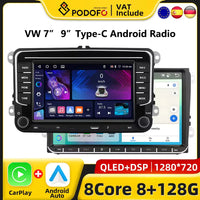Podofo 7 "9" CarPlay Android autoradio pour Volkswagen VW Golf Passat JETTA Skoda siège voiture système Intelligent 2din GPS autoradio