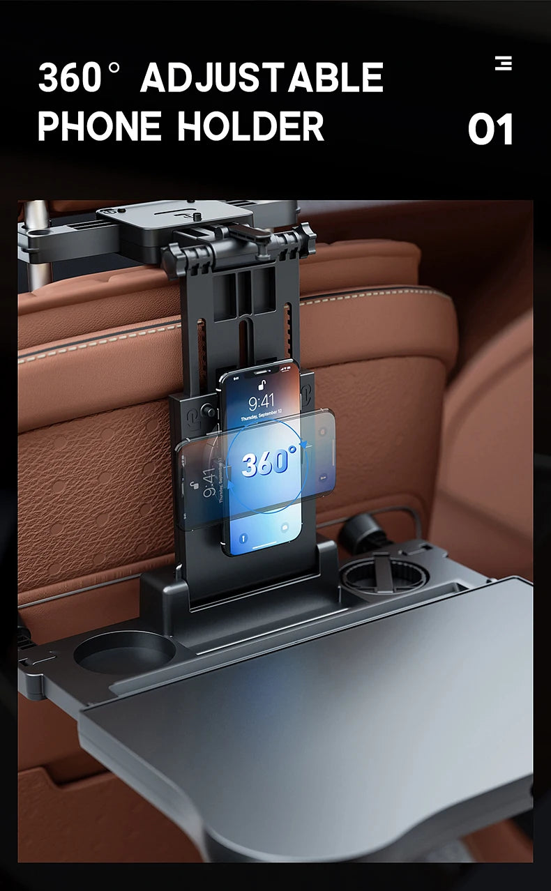 Plateau de voyage multifonctionnel haut de gamme pour voiture, pliable, avec porte-gobelet, adaptable à la plupart des voitures, idéal pour les voyages en voiture