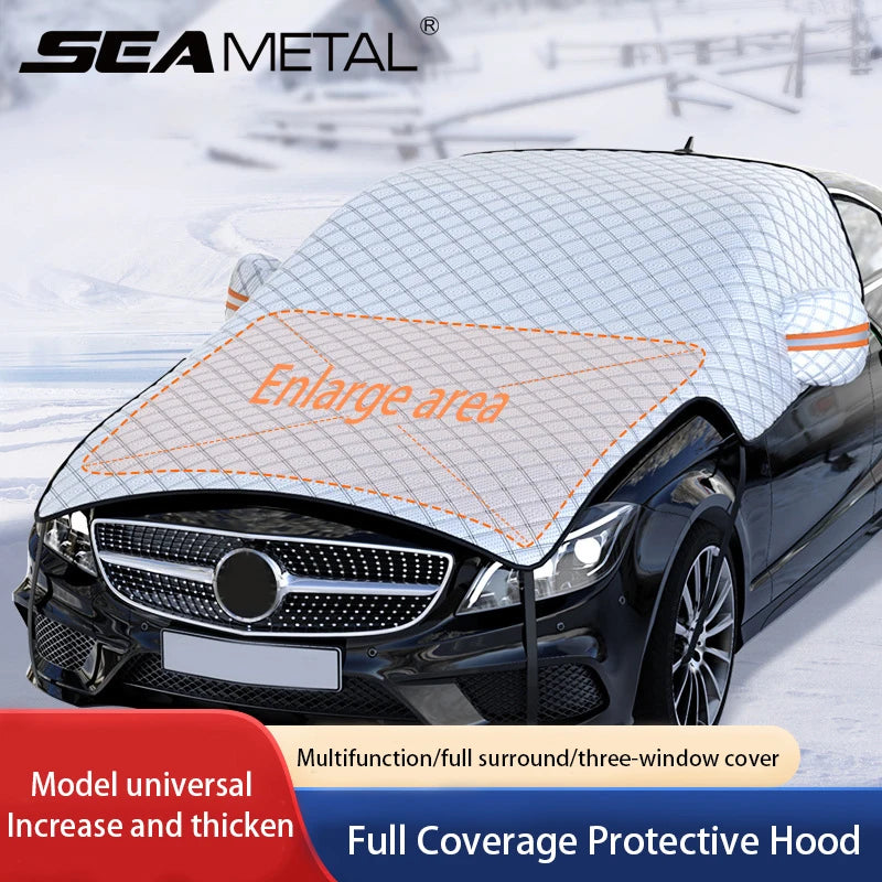 SEAMETAL Housse de neige pour fenêtre de voiture améliorée Pare-brise de grande taille avec housse de capot universelle pour berline Suv Hatchback