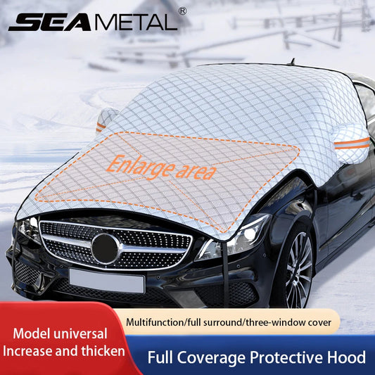 SEAMETAL Housse de neige pour fenêtre de voiture améliorée Pare-brise de grande taille avec housse de capot universelle pour berline Suv Hatchback