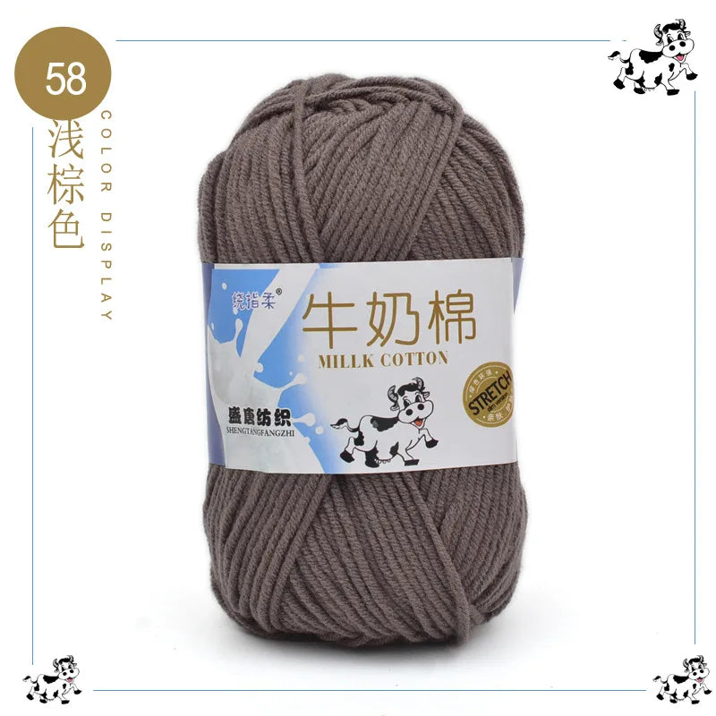 Fil à tricoter en coton au lait, 5 brins, 50g, pour bricolage de sacs de poupée, fil, écharpe, chaussettes
