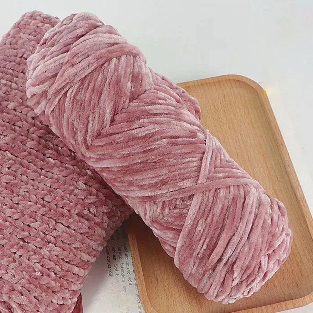 Fil de velours doux en Chenille, mélange de laine tricotée au Crochet, écharpe faite à la main, manteau, couverture et chapeau pour bébé, 95g