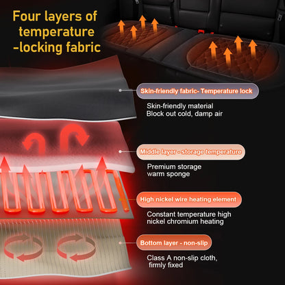 Housse de siège de voiture, coussin de siège chauffant arrière 12V, Long coussin chaud d'hiver, chauffage rapide, tapis de Protection universel