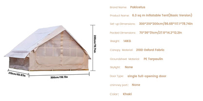 Tente de camping gonflable PAKICETUS pour 4 à 8 personnes avec fenêtres, tente de camping portable résistante à l'eau