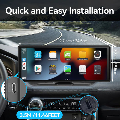 Carplay portable universel pour écran de voiture, écran Carplay sans fil stéréo de voiture sans fil avec Carplay Android Auto, écran tactile de voiture