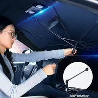 Parasol de pare-brise de voiture avec 360 ° Pare-soleil pour fenêtre avant, poignée pliable à Rotation, Protection UV, accessoires de voiture d'été