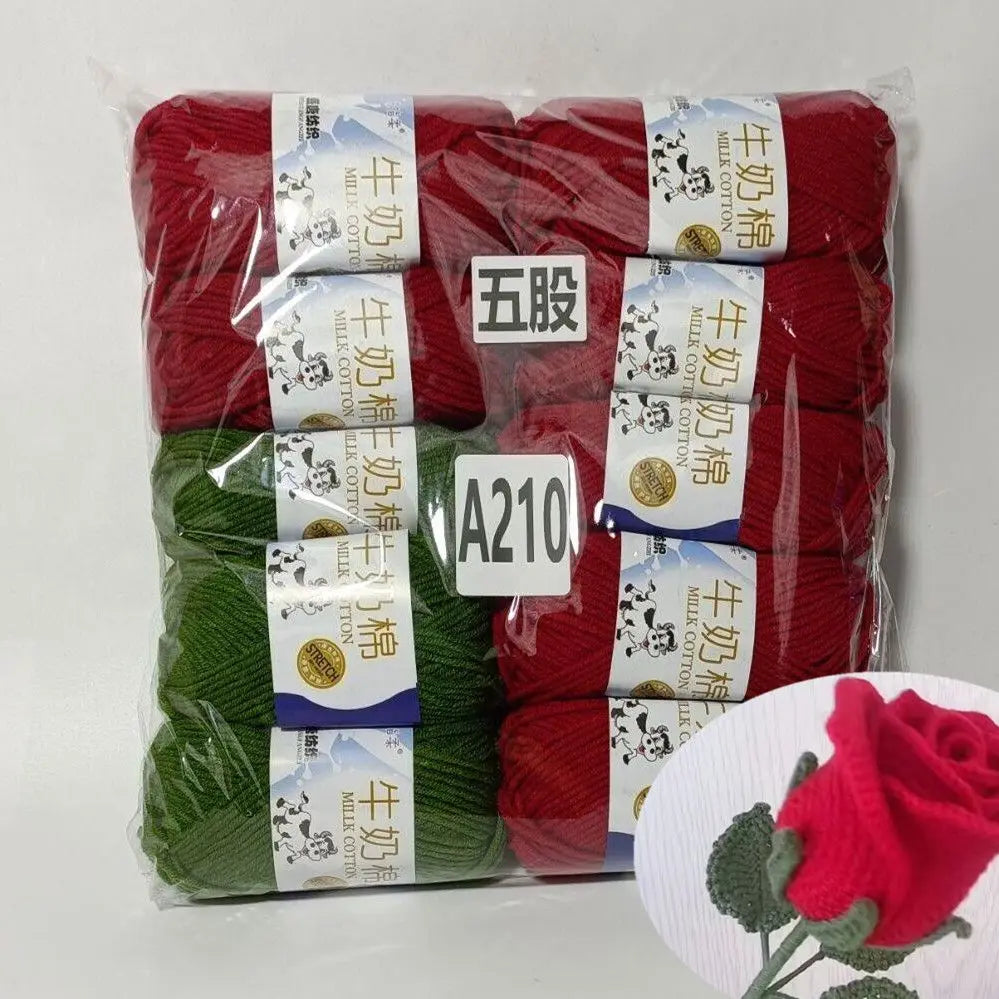 Fil de coton au lait de couleurs mélangées, 10 pièces, 500g, 5 plis, ensemble de fils au Crochet doux, fleurs tricotées à la main, fils peignés artisanaux au Crochet