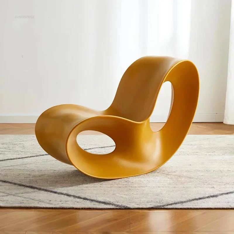 Chaise longue en plastique légère et luxueuse, Chaise à bascule d'extérieur moderne, créative, paresseuse, pour loisirs, maison, balcon, salon