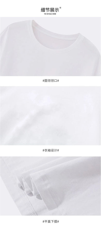 2 pièces 100% coton solide t-shirts hommes et femmes à manches courtes blanc t-shirts décontracté respirant ample col rond T-shirt Couple hauts