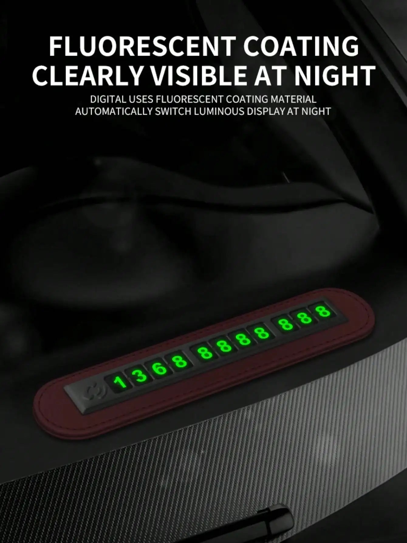 Panneau de stationnement temporaire pour voiture – Carte de contact de téléphone réutilisable à 11 chiffres avec chiffres lumineux, ajustement universel pour tous les véhicules