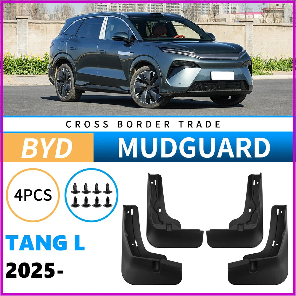 DPB garde-boue garde-boue adaptés pour BYD Tang L 2025 garde-boue de pneus bloquant les sédiments roues avant arrière ABS noir accessoires de voiture 4 pièces