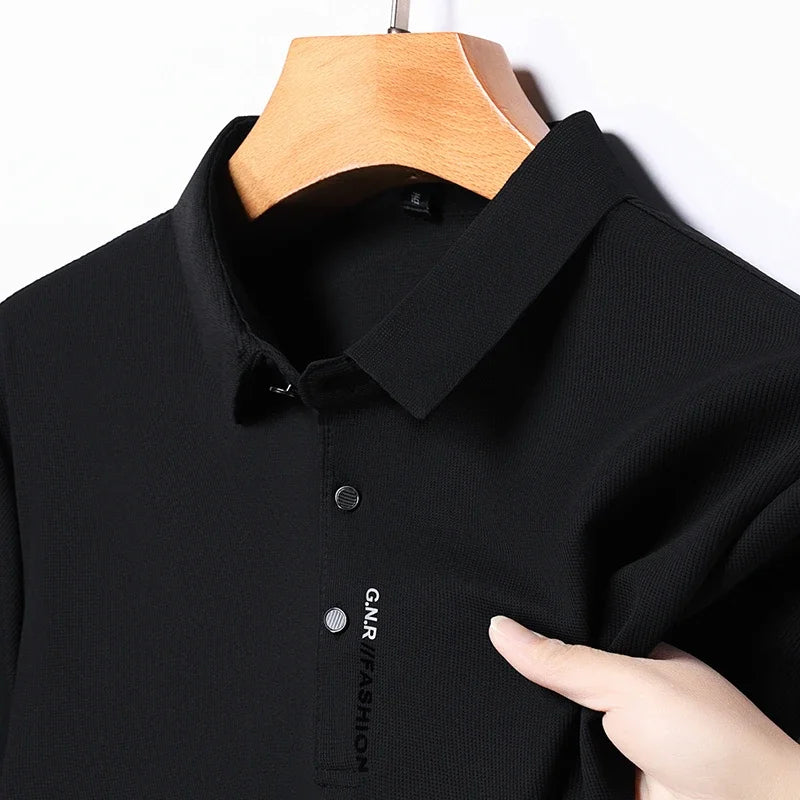 Polo à manches courtes pour hommes, couleur unie, respirant, confortable, élastique, nouvel arrivage, Style Business décontracté