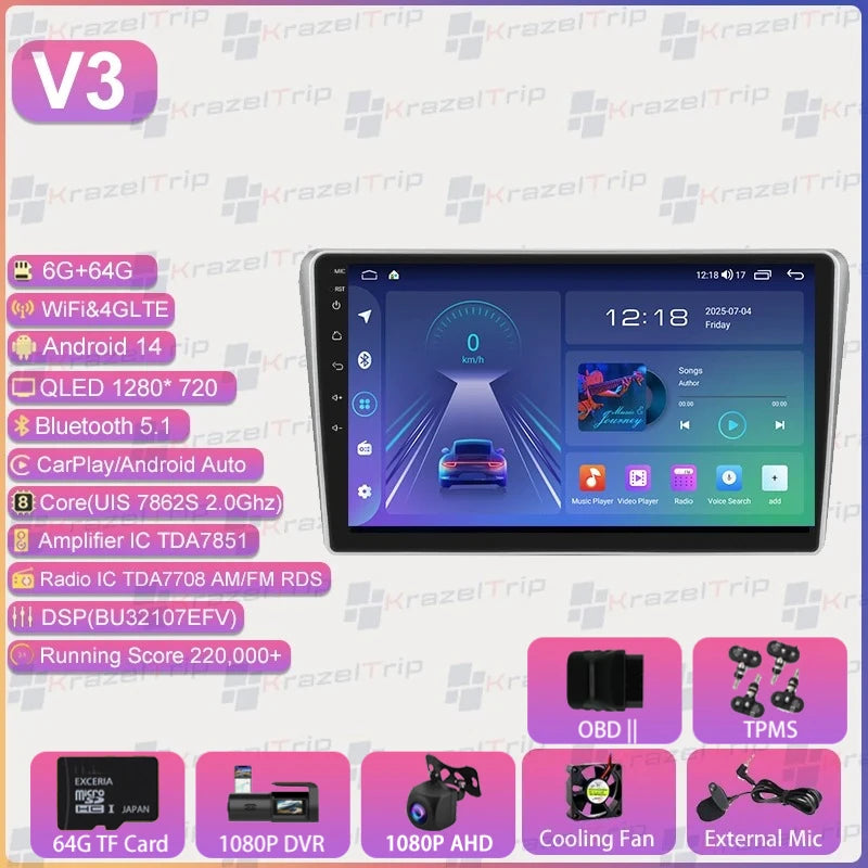 FYT 7862s 8 Core Carplay Android Auto autoradio pour Toyota Avensis T25 2002 2003 2004 2005 2006 2007 2008 Autoradio 4G DSP QLED