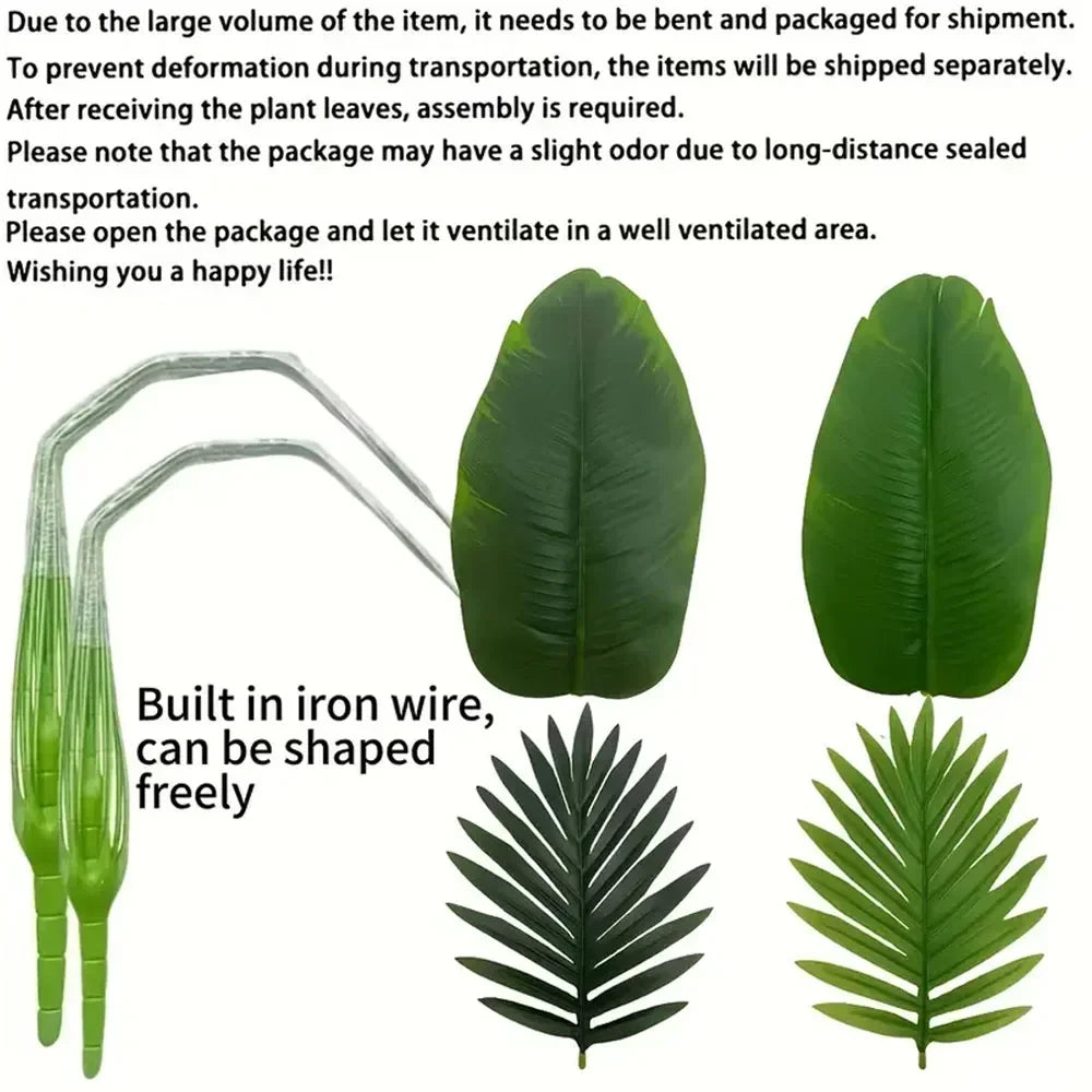 Arbres banane artificiels avec 48 feuilles tropicales réalistes, pour jardins, mariages, maisons, bureaux, sans Pots de fleurs, 2 pièces