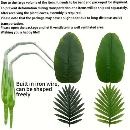 Arbres banane artificiels avec 48 feuilles tropicales réalistes, pour jardins, mariages, maisons, bureaux, sans Pots de fleurs, 2 pièces