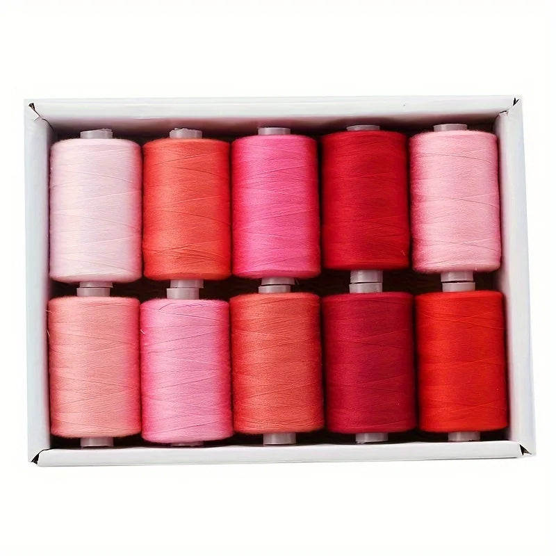 Fil à coudre - 10 fils en polyester pour machine à coudre, quilting et à coudre à la main - Ensemble de 1000 yds par bobine