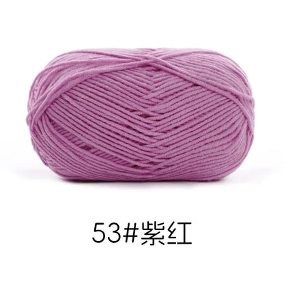 Pelote de Fil de Coton de Lait Peigné à 4 Brins, Laine Douce pour Crocheter et Tisser à la Main, 50g Chacun. 120M)