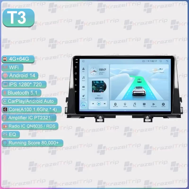 Autoradio Android 9 pouces pour KIA Morning 3 Picanto 2016 2017 2018 2019 2020 - 2023, GPS stéréo Carplay Autoradio DAB WIFI DSP RDS