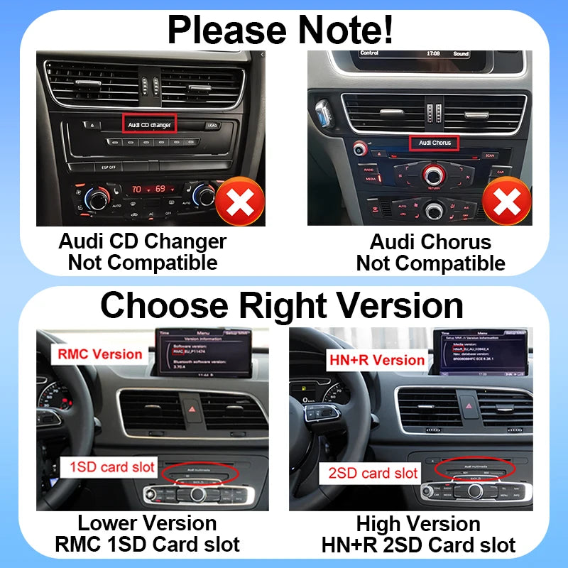 8 "CarPlay pour Audi Q3 2011-2018 RMC HNR autoradio Vedio multimédia stéréo DSP Android Auto écran tactile 4G WIFI Navigation GPS
