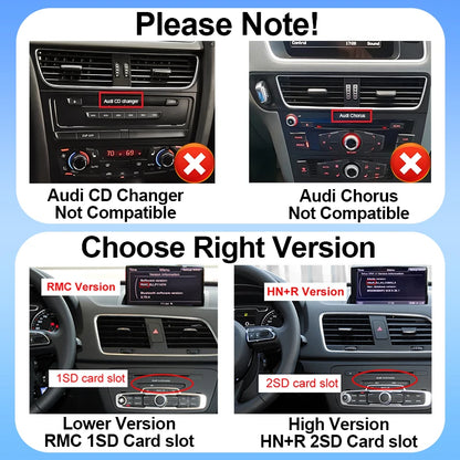 8 "CarPlay pour Audi Q3 2011-2018 RMC HNR autoradio Vedio multimédia stéréo DSP Android Auto écran tactile 4G WIFI Navigation GPS
