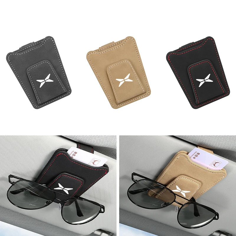 Clip de lunettes de voiture, pare-soleil Portable en daim, support de rangement pour Xpeng P7 G3 G3i G9 P5 X2 N5 F30 H93 Beta 2019 2020 2021