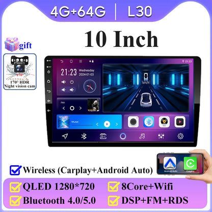 Android 16 universel 9/10 pouces autoradio CarPlay autoradio Android Auto GPS lecteur multimédia 2 DIN WiFi lecteur QLED écran BT