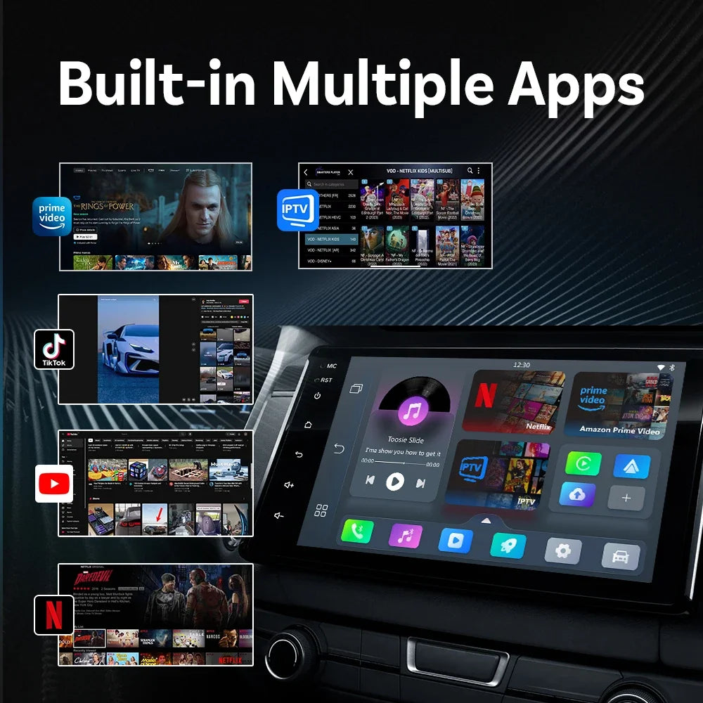 محول Ottocast Play2Video Pro Ai Box CarPlay Android Auto لاسلكي مدمج يوتيوب نتفليكس IPTV للسيارة مع CarPlay سلكي