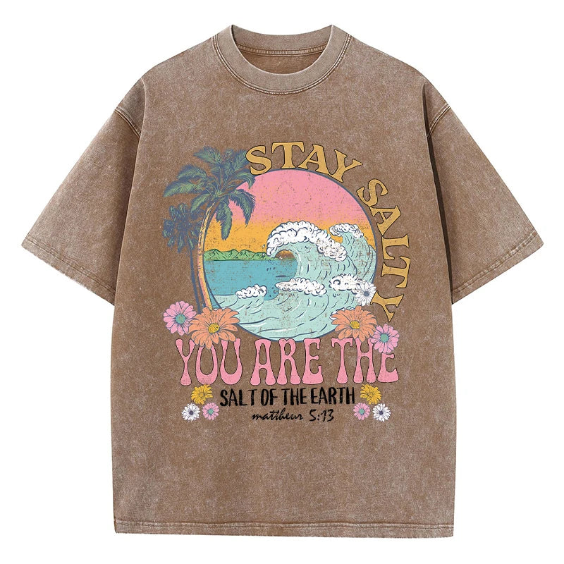 Restez salé vous êtes le sel de la terre femme T-Shirt rue respirant T-Shirts col rond Cool manches courtes Simple T-Shirt ample