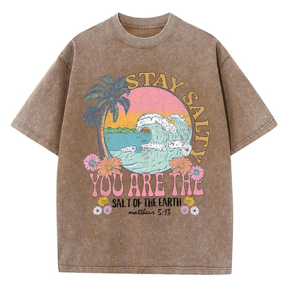 Restez salé vous êtes le sel de la terre femme T-Shirt rue respirant T-Shirts col rond Cool manches courtes Simple T-Shirt ample