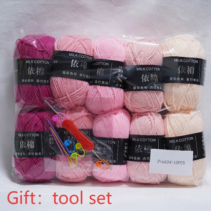 Nouveau 10 pièces série rose fil lait coton fil combinaison Crochet tricot fil ensemble pour bricolage à la main artisanat pull écharpe tricot