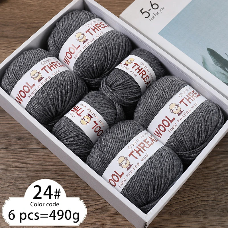 Fil de laine d'aldéhyde moyen, production de bricolage fin, tricoté à la main, pull chaud à la mode, écharpe et chapeau, boule de fil, 500g