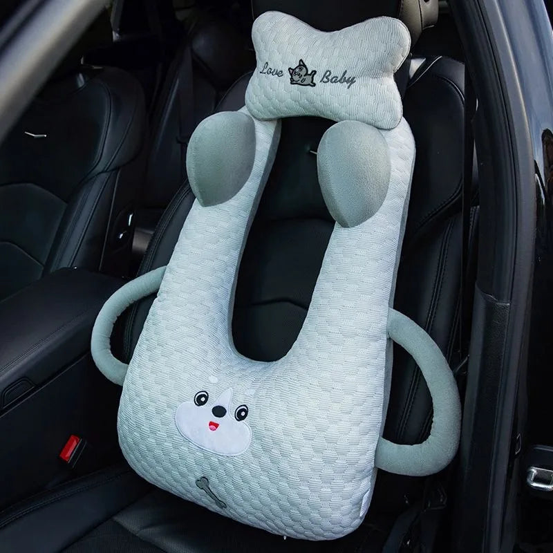 Ceinture de sécurité de voiture pour enfants, dispositif de couchage de voiture haut de gamme, oreiller de siège arrière pour les promenades longue distance, oreiller fixe pour bébé